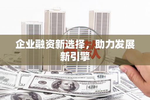 剑河企业融资新选择，助力发展新引擎