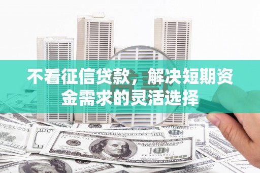 剑河不看征信贷款，解决短期资金需求的灵活选择