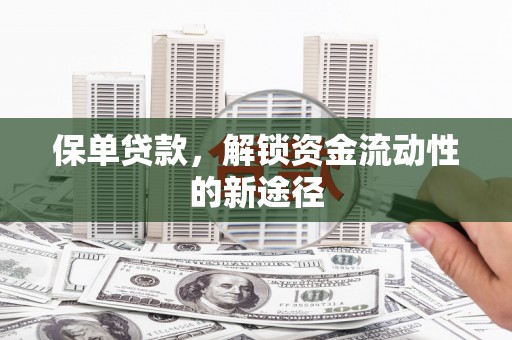 剑河保单贷款，解锁资金流动性的新途径