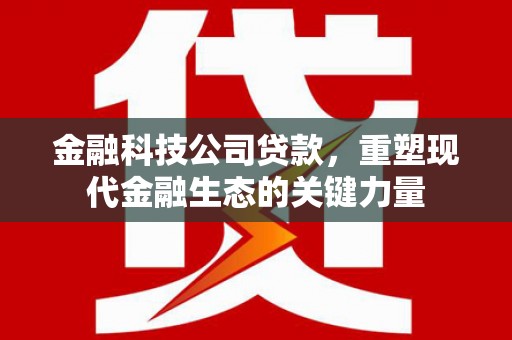 剑河金融科技公司贷款，重塑现代金融生态的关键力量