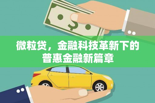 剑河微粒贷，金融科技革新下的普惠金融新篇章